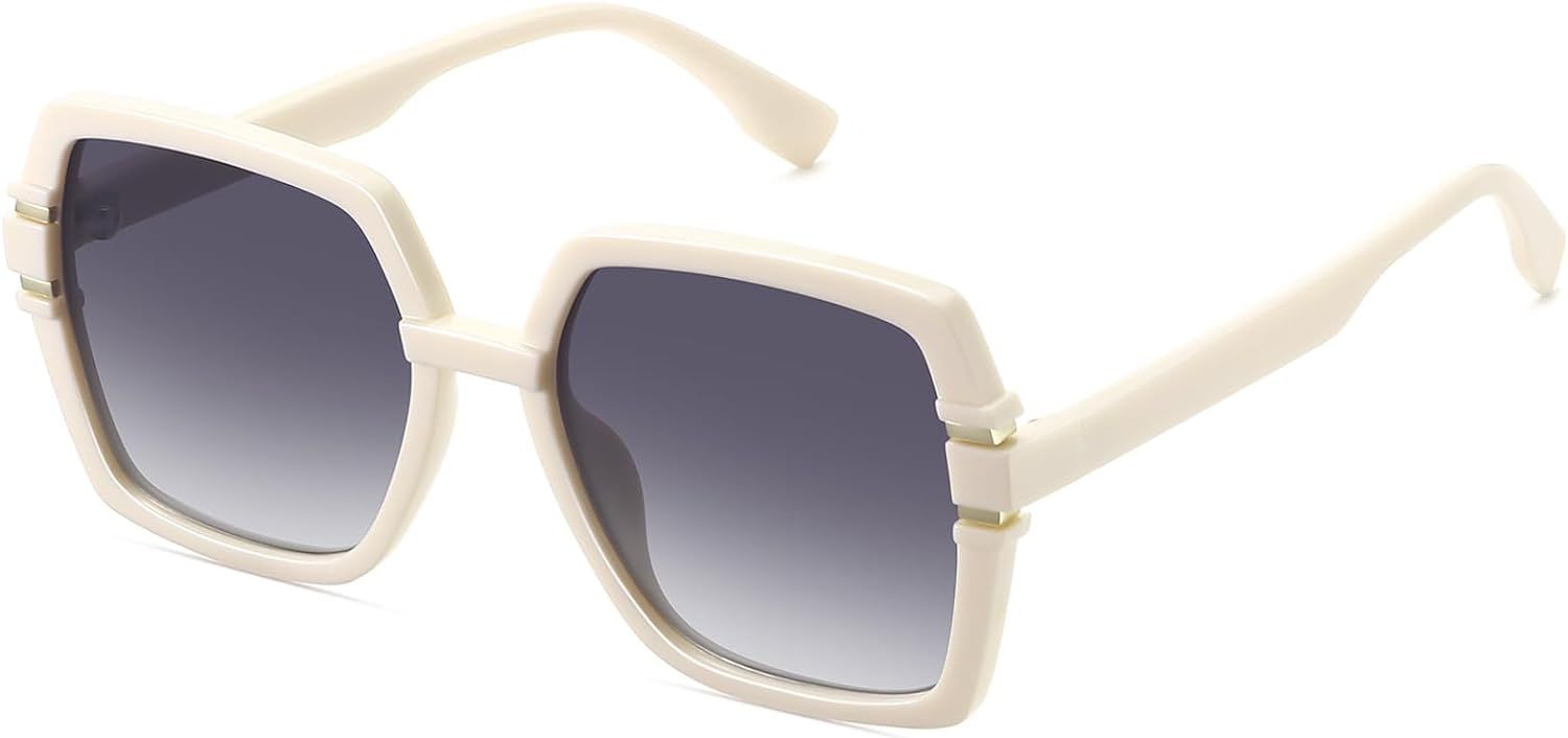 Retro Square Polarized Sunglasses for Women Trendy Vintage Oversized Designer Style Shades FZN810 | Amazon (US)
