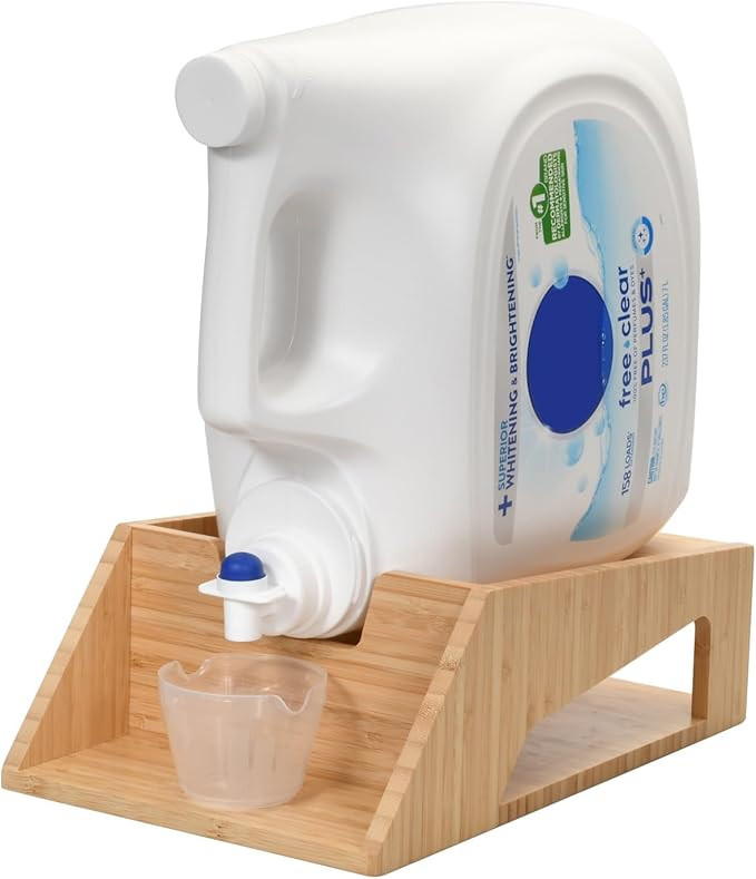 MobileVision Bamboo Laundry Detergent Holder with Drip Tray & Cup Storage for Laundry Rooms, Wash... | Amazon (US)