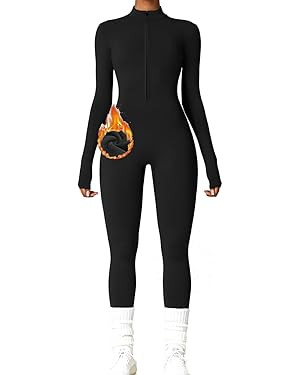 AEEZO Womens Long Sleeve Workout Jumpsuit Zip Up Yoga Rompers Sexy Tummy Control One Piece Bodyco... | Amazon (US)