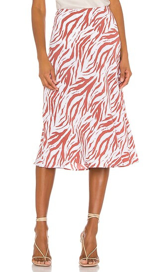 London Midi Skirt in Rust Zebra | Revolve Clothing (Global)
