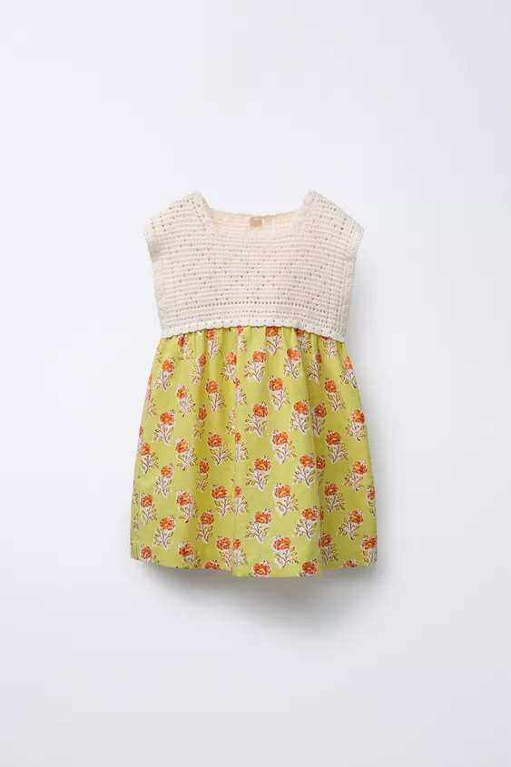 CROCHET COTTON LINEN DRESS | Zara US