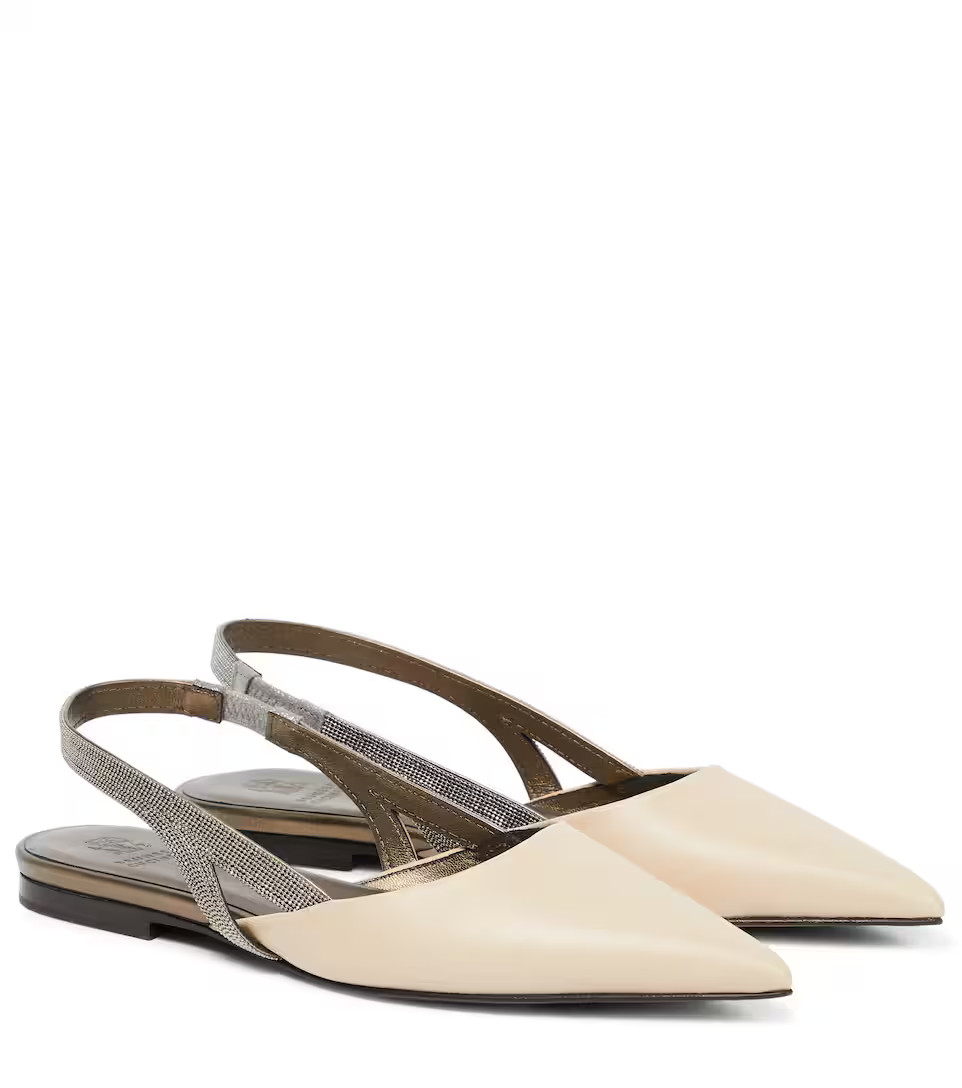 Embellished leather slingback flats | Mytheresa (UK)