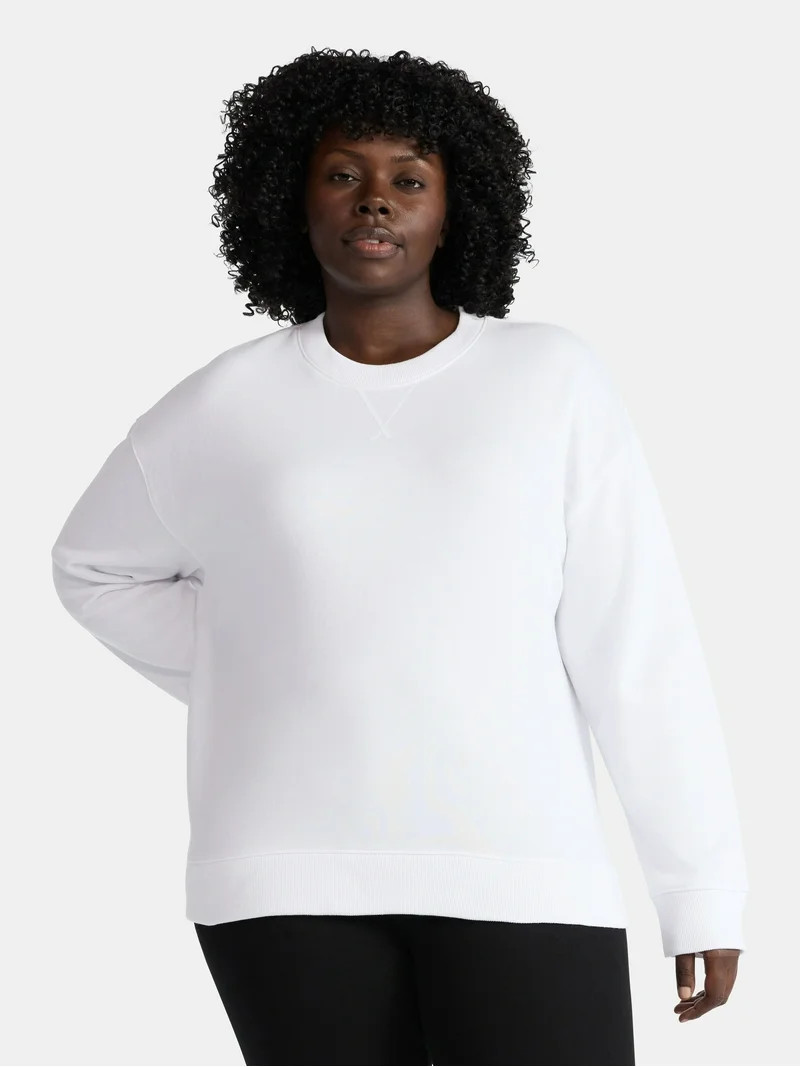 Time and Tru Women's and Women's Plus Crewneck Sweatshirt with Long Sleeves, Sizes XS-4X | Walmart (US)