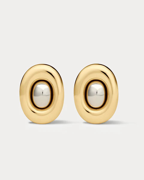 The Two-Tone Chrome Orb Statement Studs | Luv Aj Inc.
