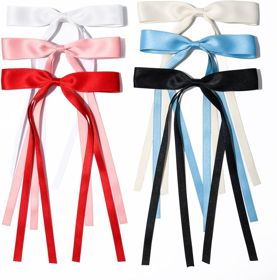 6PCS Hair Bows for Women Hair Clip Hair Tassel Hair Ribbon Ponytail Holder Accessories Slides Met... | Amazon (US)