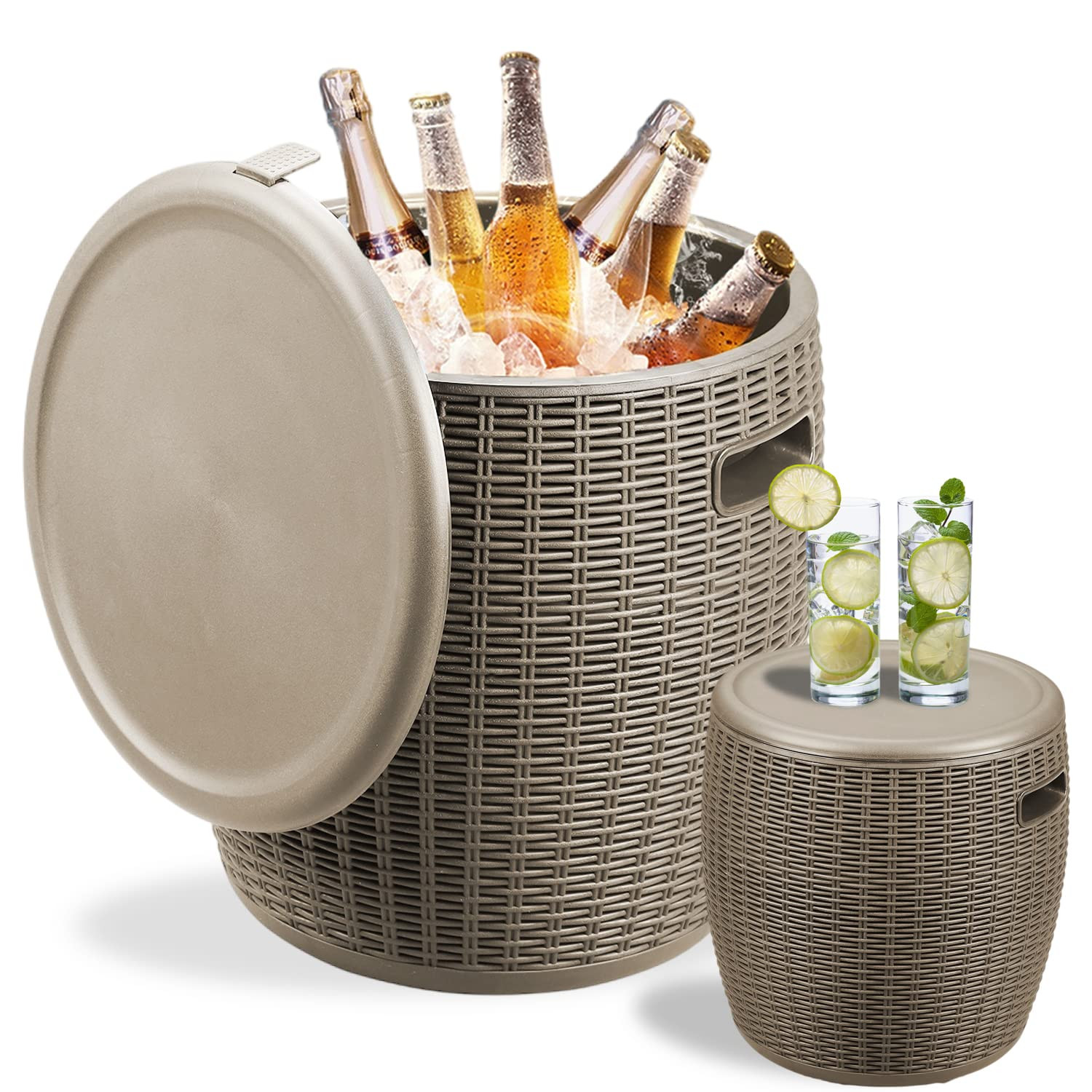 DOIT Outdoor Cooler Table for Patio and Deck, 9.5 Gallon All-Weather Resistant Wicker Ice Cool Ba... | Amazon (US)