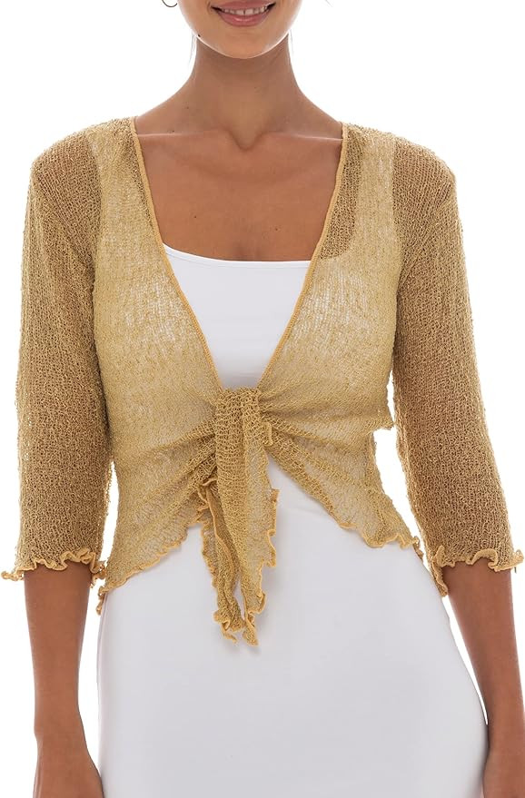 Back From Bali Womens Sheer Shrug Cardigan Lightweight Knit | Amazon (US)