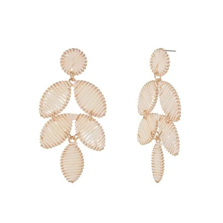 Time and Tru Goldtone Ivory Raffia Leaf Drop Earring | Walmart (US)