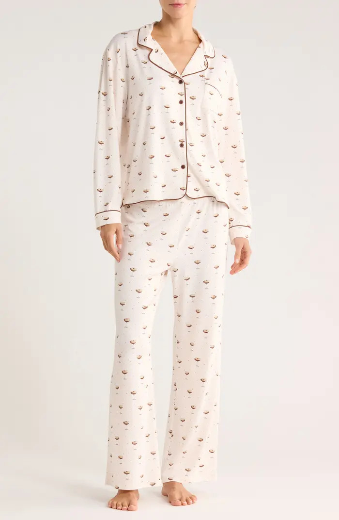 Quiet Night Long Sleeve Button-Up Top & Pants Pajamas | Nordstrom Rack