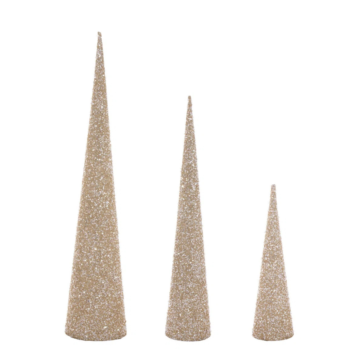 Vickerman 15"/24"/30" Gold Cone Tree Assortment of 3. (Set of 3) | Wayfair North America