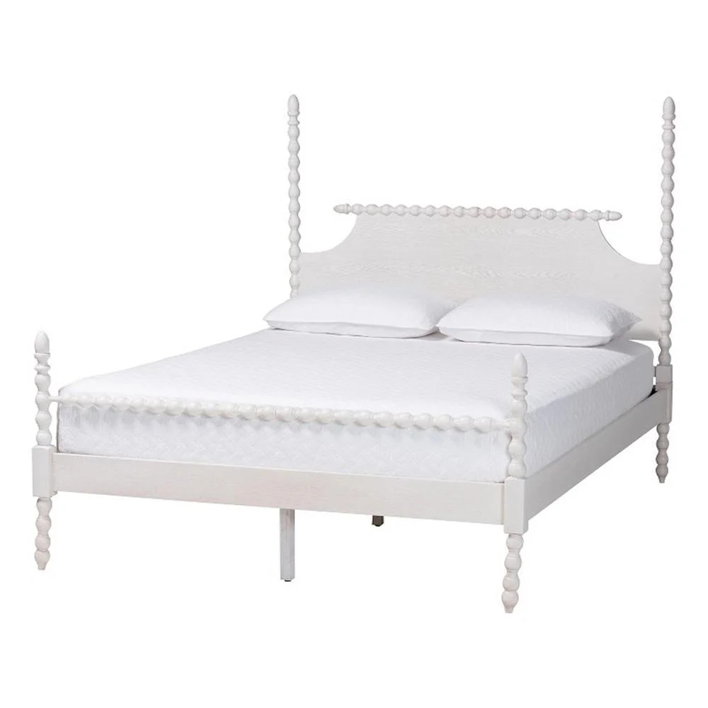 Baxton Studio Caliana Bobbin Four-Poster Platform Bed White Queen - Walmart.com | Walmart (US)