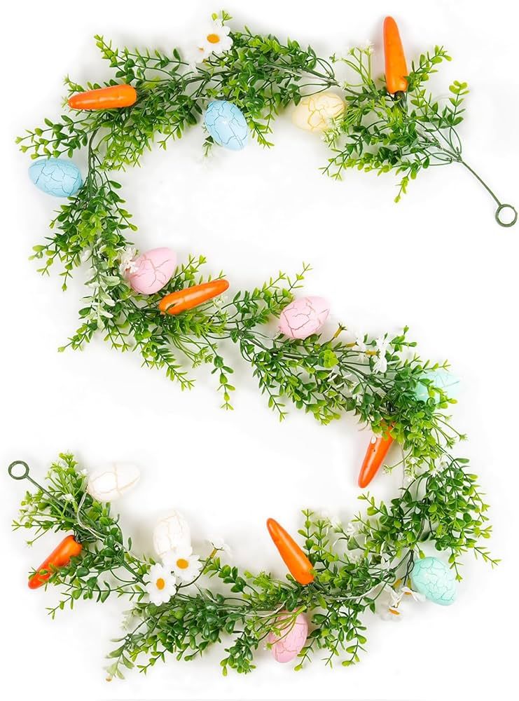 N&T NIETING Garland 6 FT Easter Artificial Garlands with 10 Glowing Easter Eggs & 6 Easter Carrot... | Amazon (US)