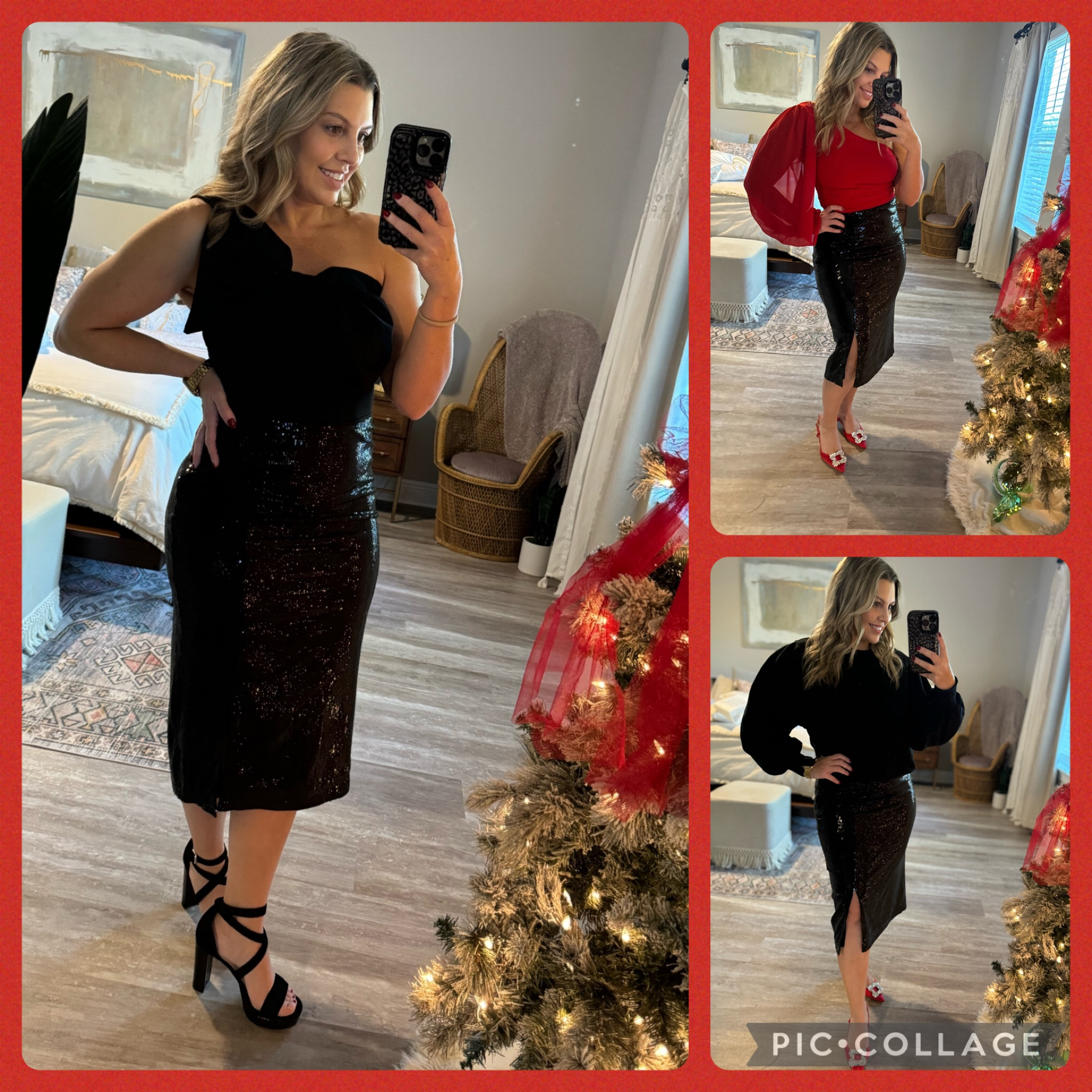 Wal Mart skirt styles 3 ways! 
#walmart #sequinskirt #holidayparty #officeholidayparty #christmasparty #sequinblackskirt

#LTKFindsUnder50 #LTKHoliday