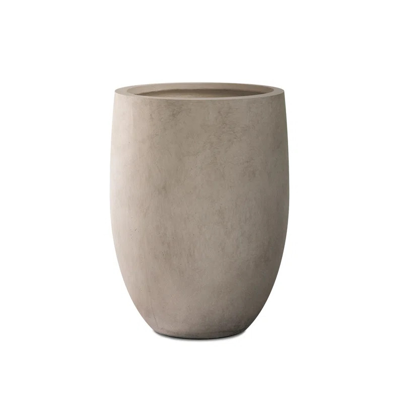 16" W x 21.5" H Concrete Tall Round Flower Planter Handcrafted Brown Large Plant Pots with Draina... | Wayfair North America