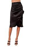 Sugarlips Women's Faux WRAP Ruffle MIDI Skirt, Black, Large | Amazon (US)