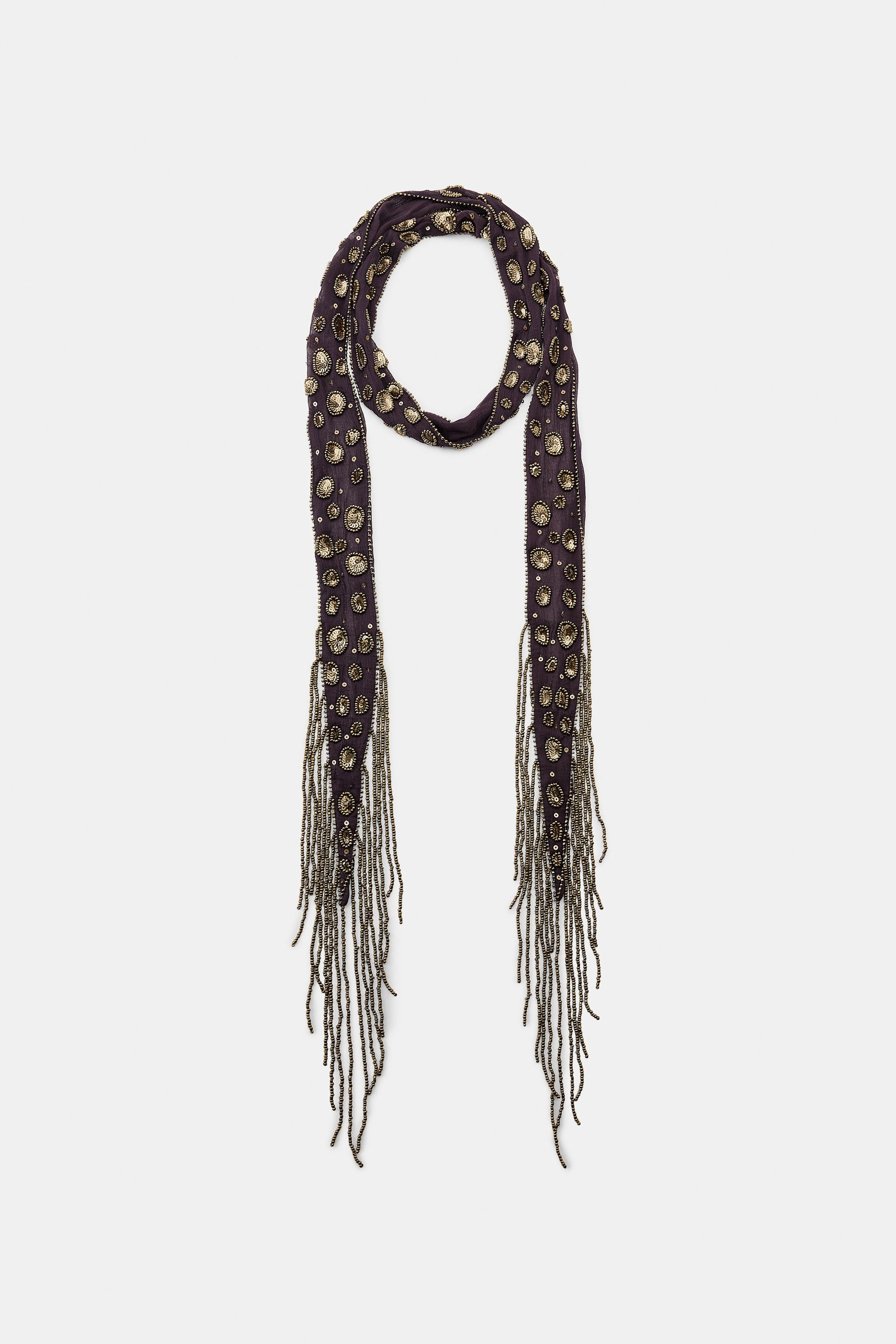 BEADED FRINGE SCARF | Zara US