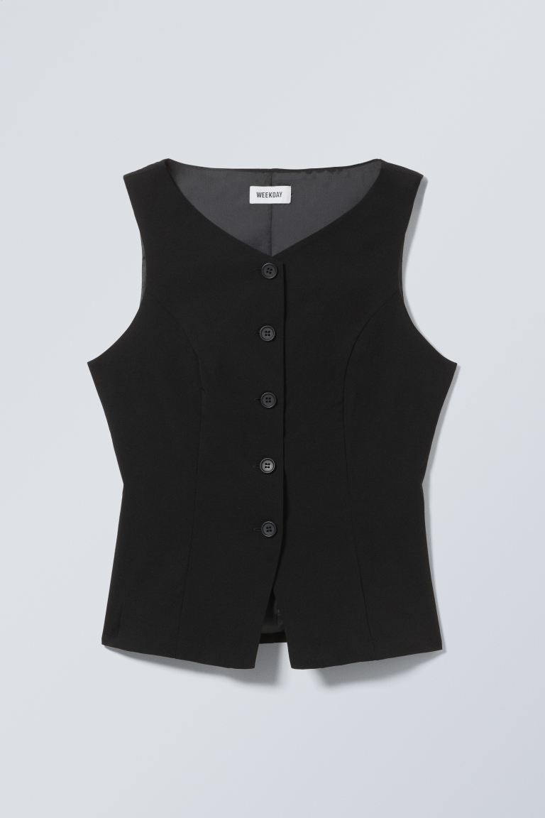 Fitted Suiting Waistcoat - Regular length - Black - Ladies | H&M GB | H&M (UK, MY, IN, SG, PH, TW, HK)