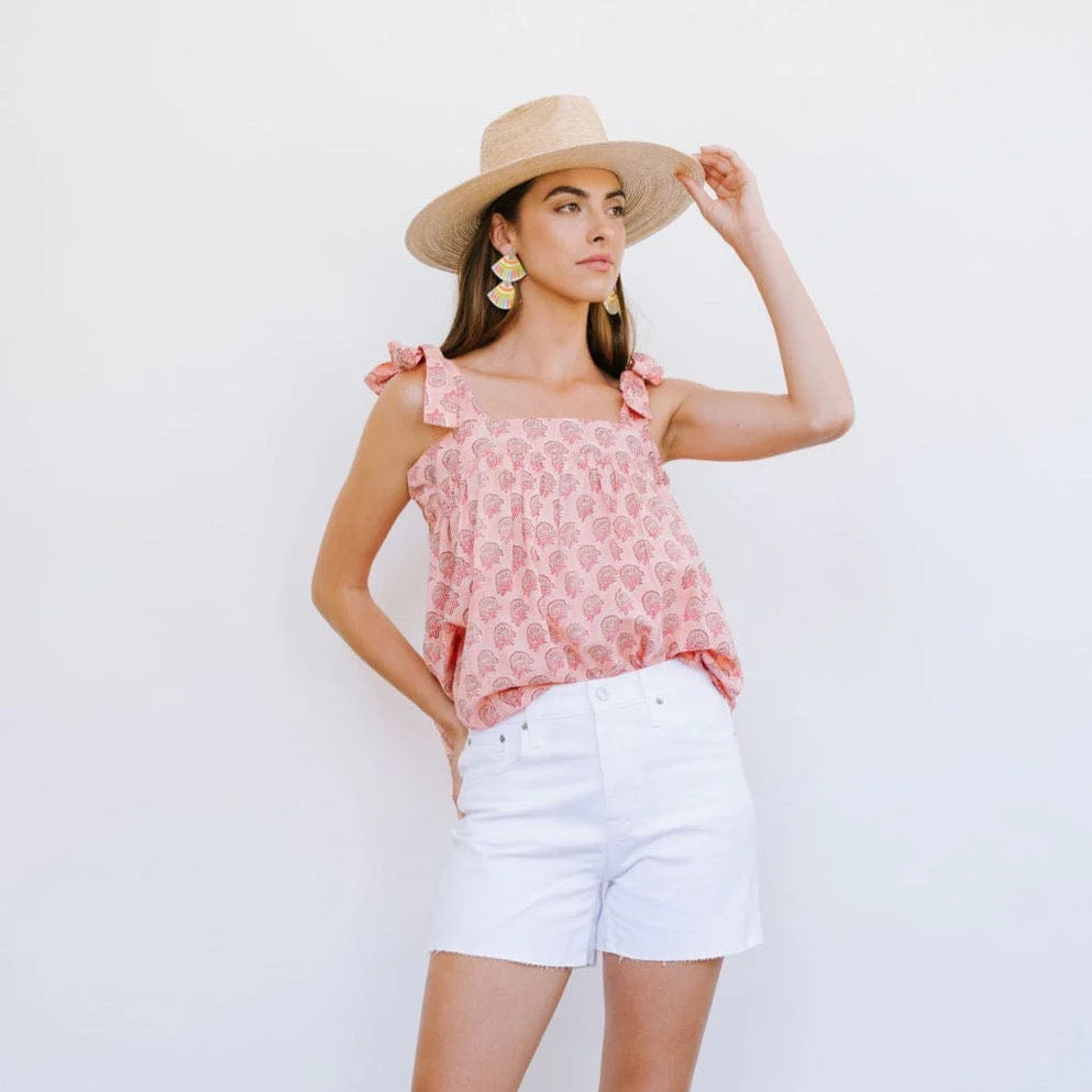 Coral Rock Flower Verona Top | Sunshine Tienda