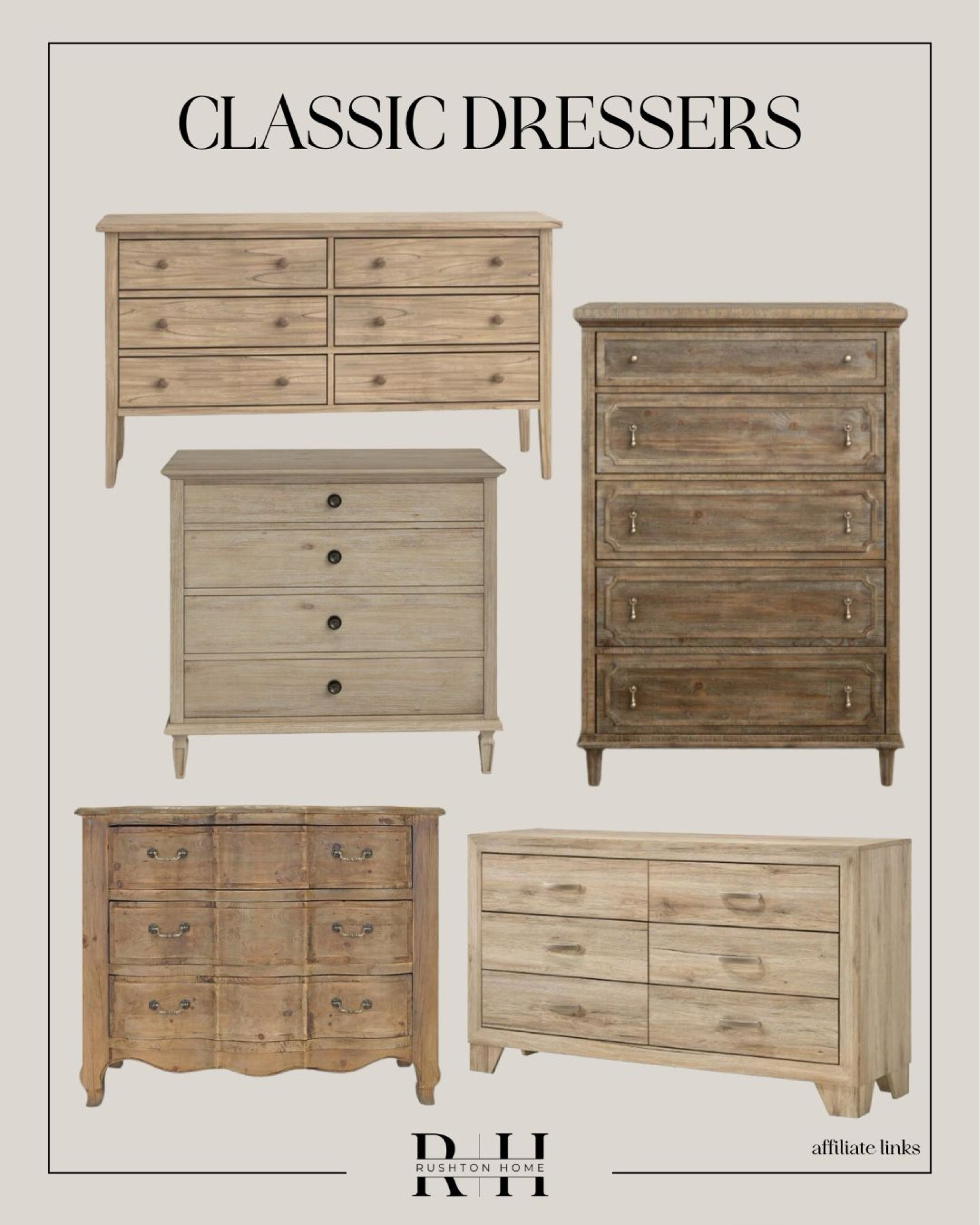These classic dressers are my favorite! I love the wood tones and how much storage they all have!!

#LTKHome