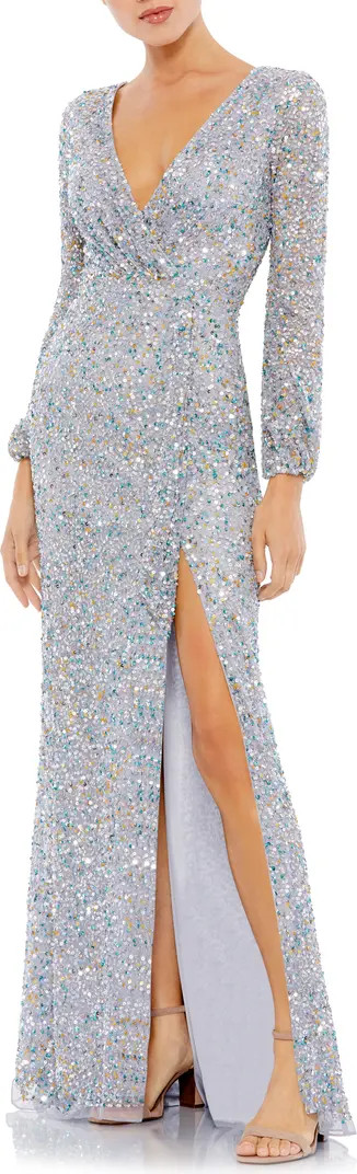 Long Sleeve Sequin Column Gown | Nordstrom