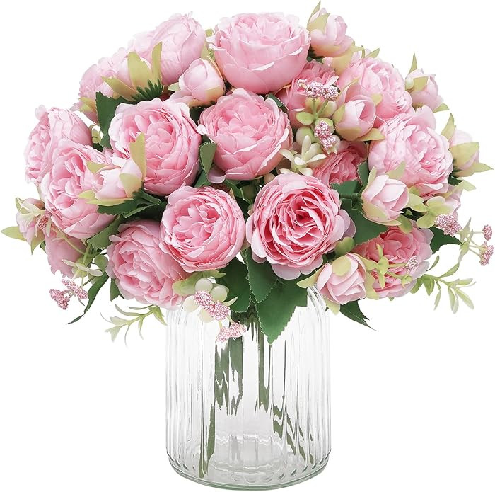 MARTINE MALL 2 Packs Peonies Artificial Flowers, Light Pink Artificial Peonies, Silk Peonies Flow... | Amazon (US)