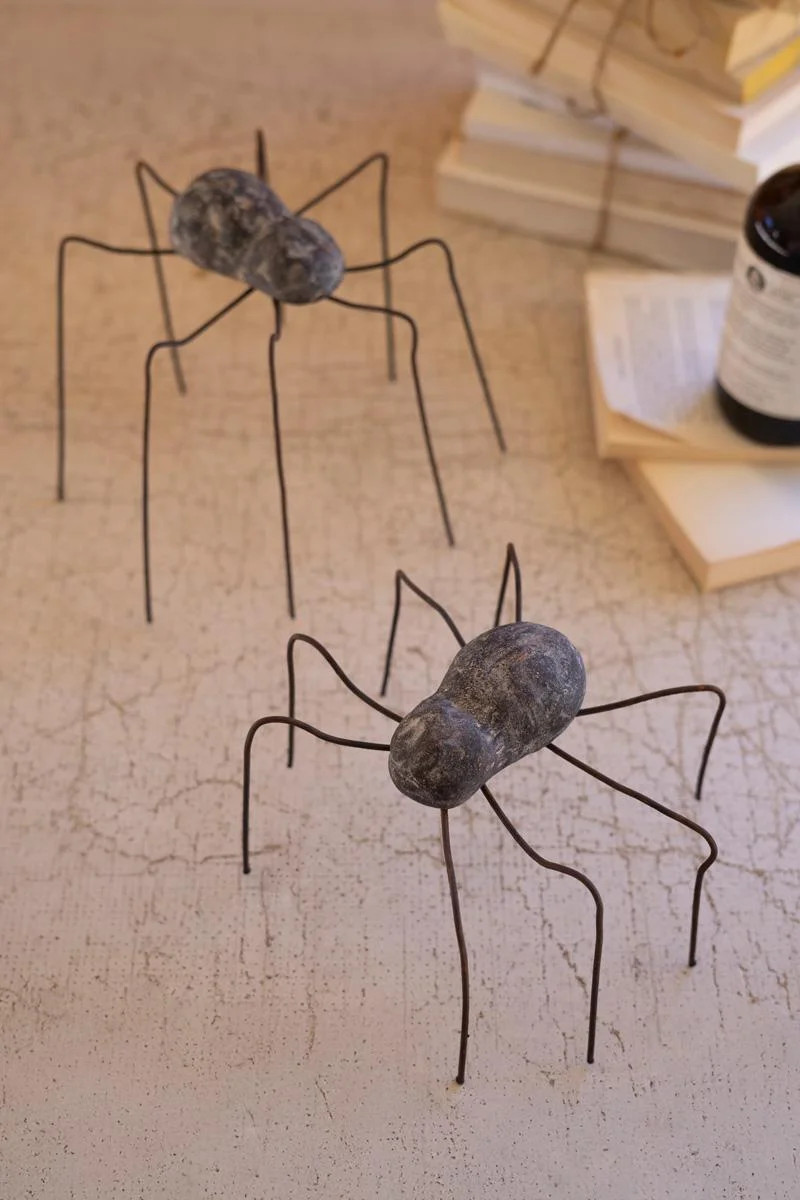 Birch Lane\u2122  Clay and Wire Spider Sculptures for Spooky Styling (Set of 2) 8" | Birch Lane | Birch Lane