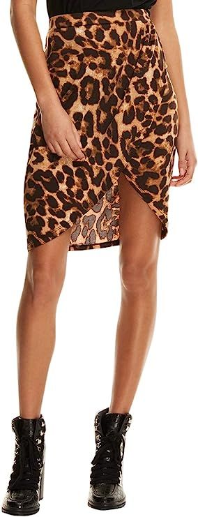 SheIn Women's Casual Split Warp Asymmetrical Leopard High Waist Mini Short Skirt | Amazon (US)