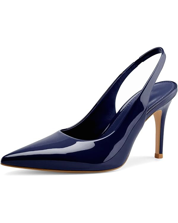 heelchic Slingback Heels for Women Pointed Toe Stiletto Heel Closed Toe Pumps Slip on High Heels ... | Amazon (US)