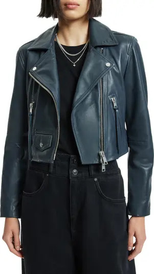 Elora Crop Leather Biker Jacket | Nordstrom