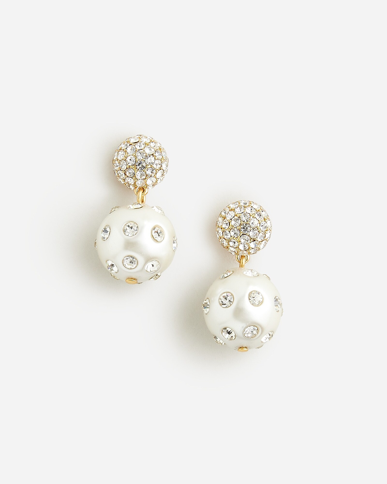 Pavé crystal and pearl drop earrings | J. Crew US
