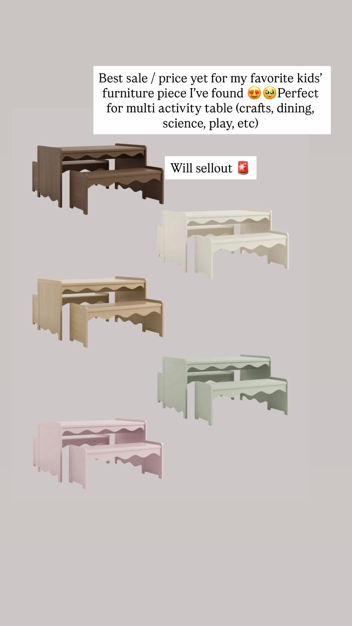 Best sale / price yet for my favorite kids’ furniture piece I’ve found 😍🥹Perfect for multi activity table (crafts, dining, science, play, etc) 


Will sellout 🚨

#LTKmomlife #LTKKids #LTKSaleAlert