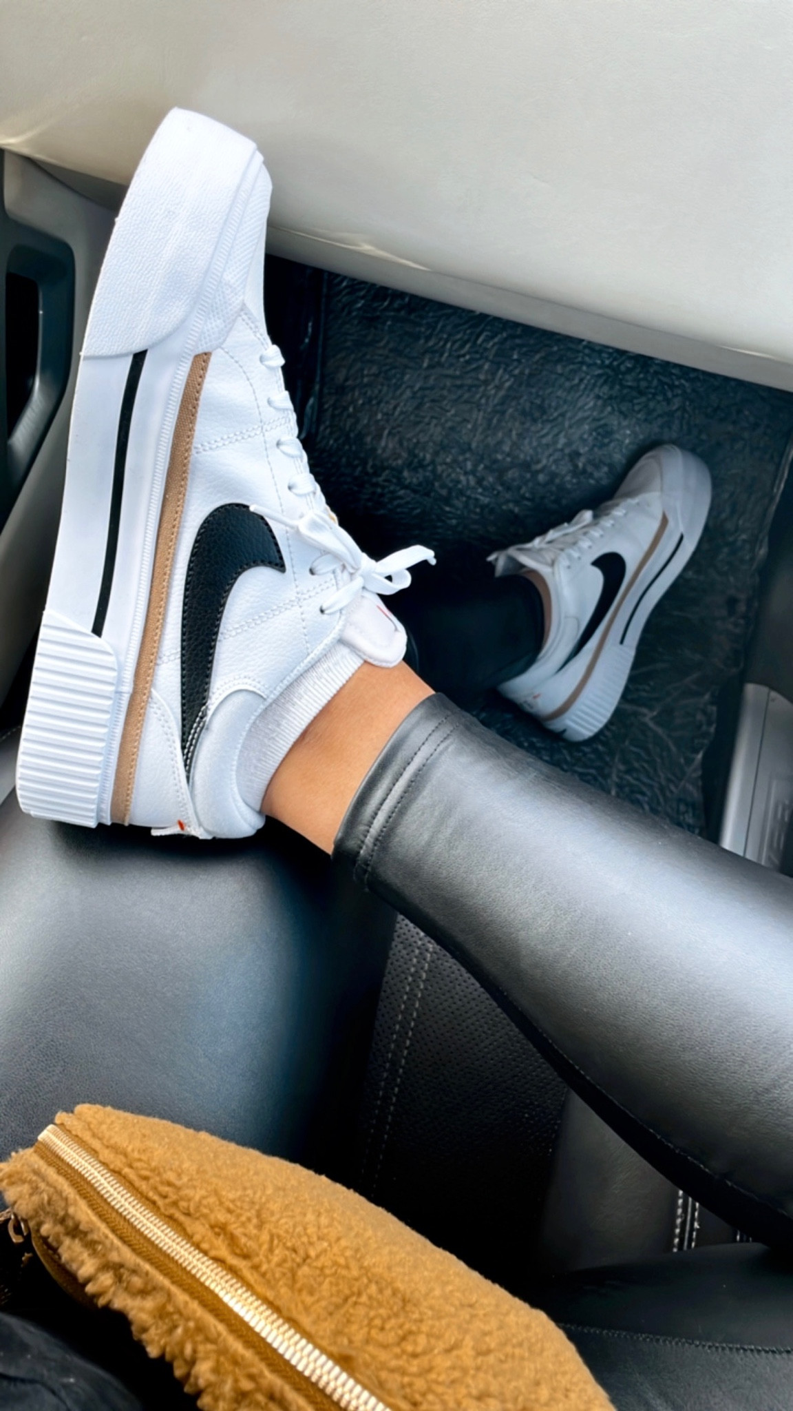 Nike Court Legacy Lift, Lululemon brown fleece everywhere belt bag, & my fave ever $15 leather leggings 🤎🤍🖤#LTKGiftGuide 

#LTKFind #LTKshoecrush