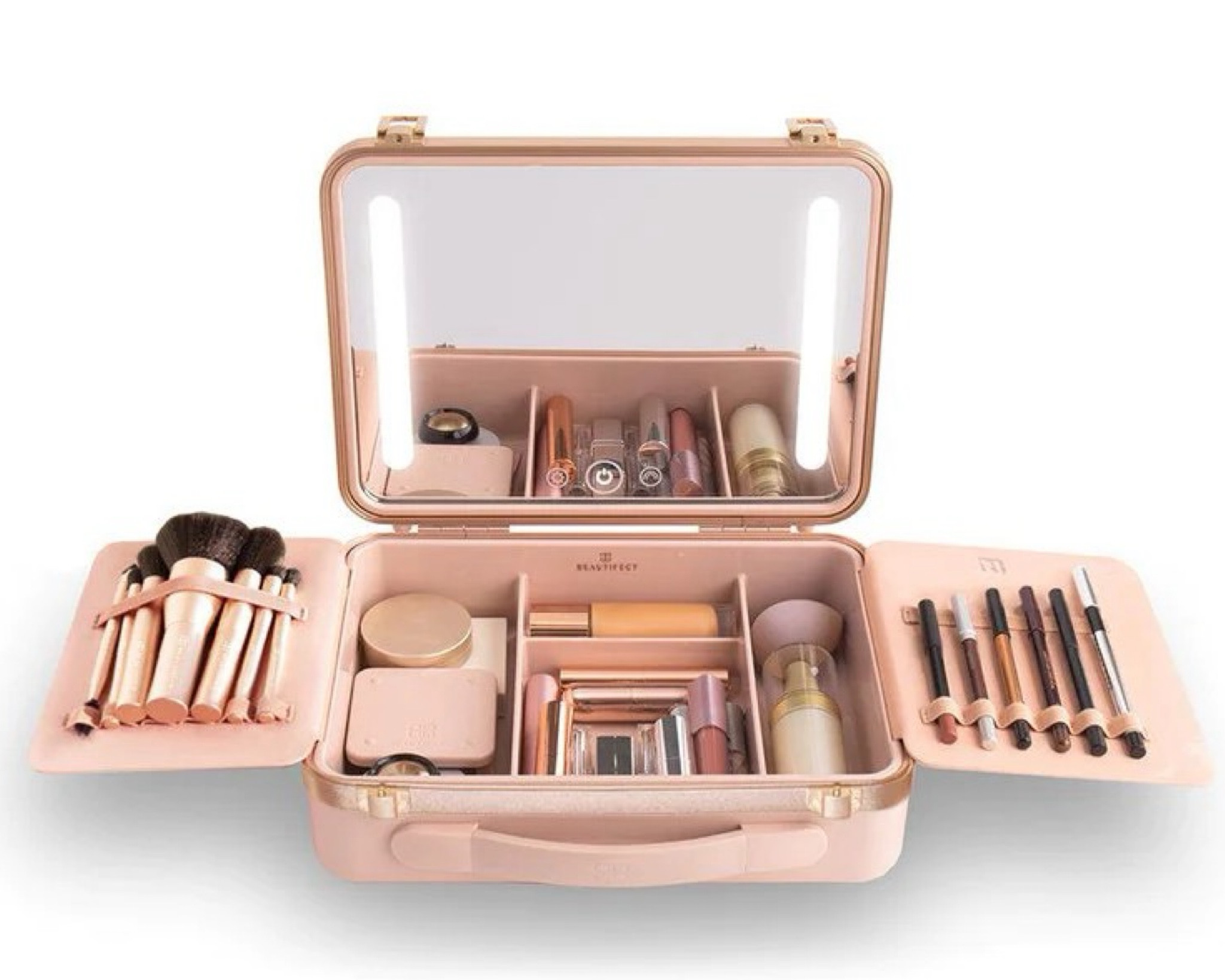 Beautifect portable makeup case with cordless LED light up mirror and 5x magnification attachment. 

Currently 20% off for Black Friday sales 

#LTKbeauty #LTKCyberWeek #LTKGiftGuide