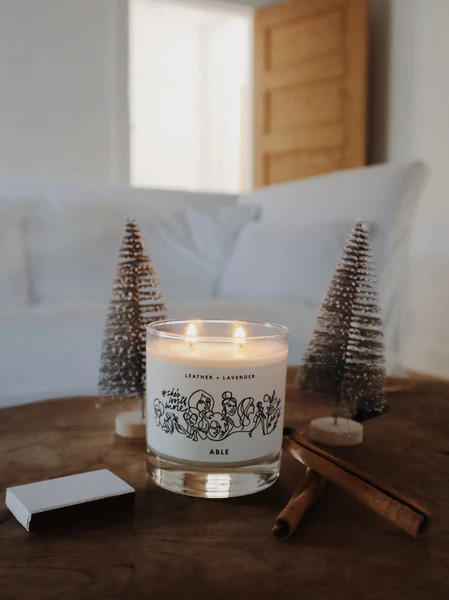 Leather + Lavender Scented Candle | ABLE Clothing