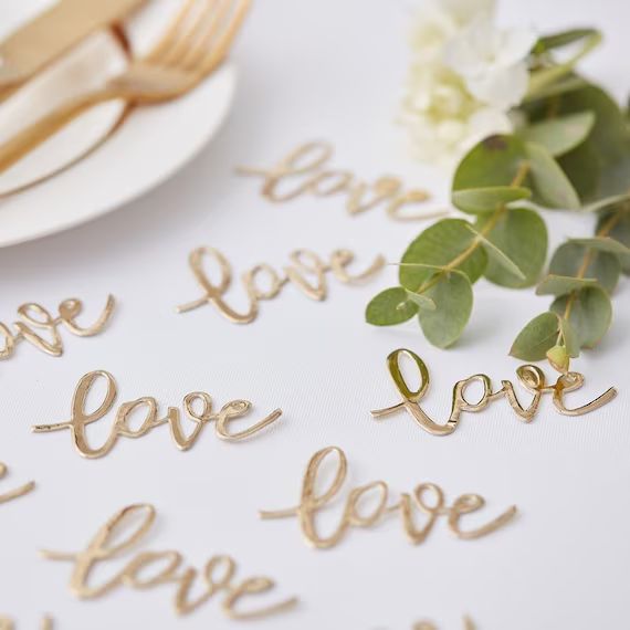 Gold Love Table Confetti Wedding Table Confetti Rustic | Etsy | Etsy (US)