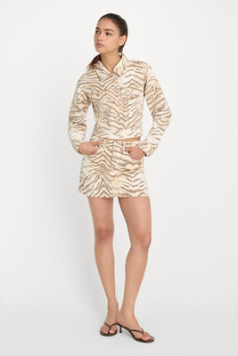 Women's Good 90s Tiger Mini Skirt | Brown Tiger, Size 0 | Good American by Khlo� Kardashian | Good American