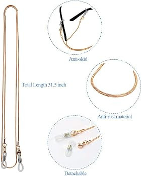 Stainless Steel Eyeglass Holder Chain 80cm Eyeglass Necklace Chain | Amazon (US)