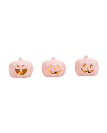 Set Of 3 Led Ceramic Jack-o-lanterns Decor | TJ Maxx