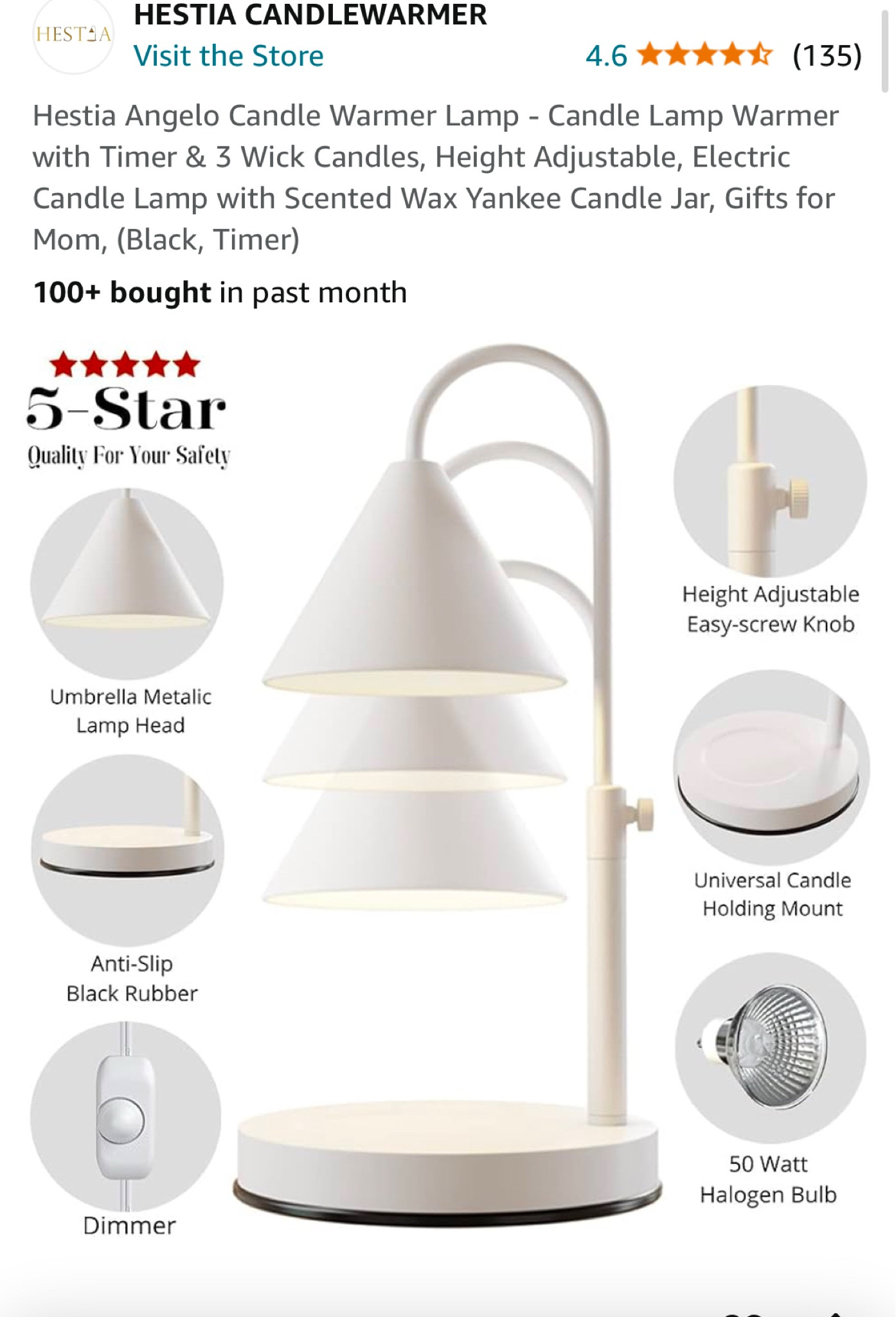 Affordable modern candle warmer from Amazon