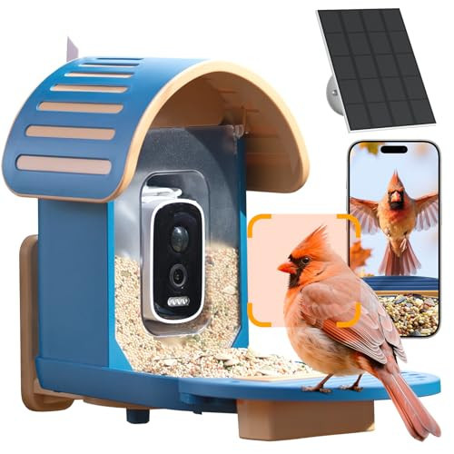 Smart Bird Feeder with Camera, 2.5K UHD Bird Feeder Camera Solar Powered, Sensitive AI Identification, Instant Alerts Capture Video, IP66 Waterproof for Outdoor, Ideal Gift, Blue | Amazon (US)