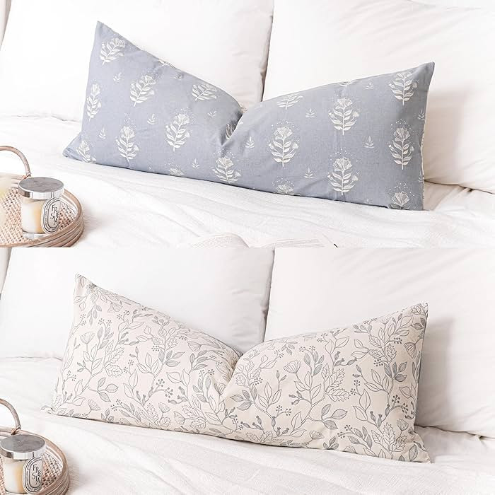 Coastal Blue Farmhouse Decorative Throw Pillow Cover 14X36, Accent Lumbar Throw Pillow for Bed, F... | Amazon (US)