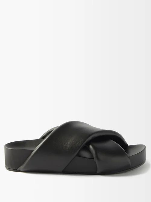 Jil Sander - Padded-strap Leather Flatform Slides - Womens - Black | Matches (US)