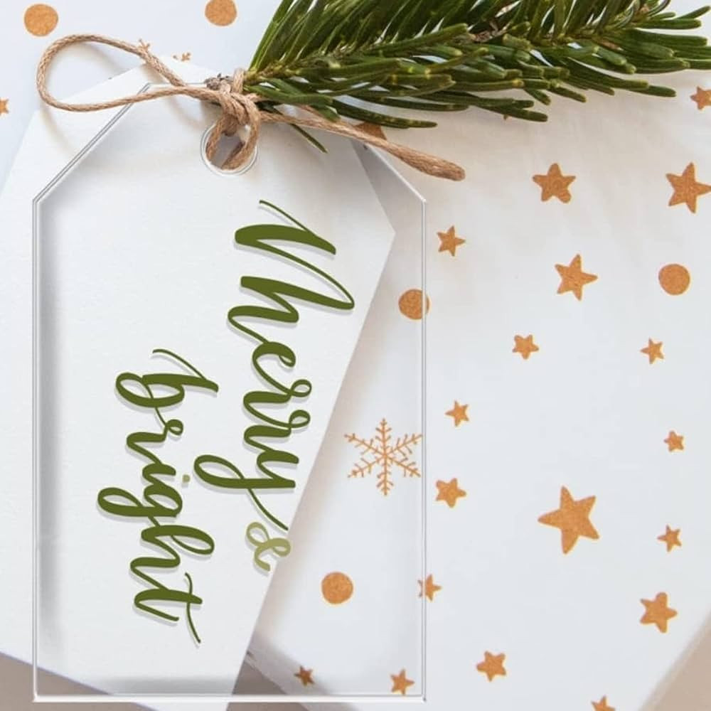 UNIQOOO 3.25“ Clear Acrylic Christmas Ornament, Stocking Gift Tag, Acrylic Blanks, Wedding Gift... | Amazon (US)