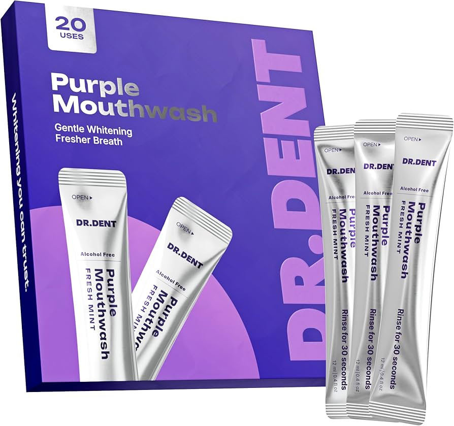 DR.DENT Purple Mouthwash for Teeth Whitening - Color Correcting Mouthwash Sachets (20 Pack) - Per... | Amazon (UK)