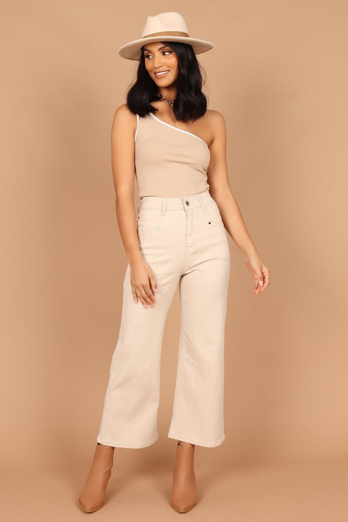 Georgette High Waisted Straight Leg Pants - Beige | Petal & Pup (US)