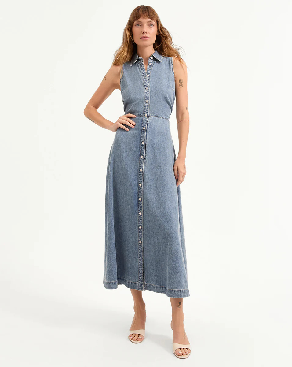Fuller Denim Midi Dress in Starlight | Veronica Beard | Veronica Beard