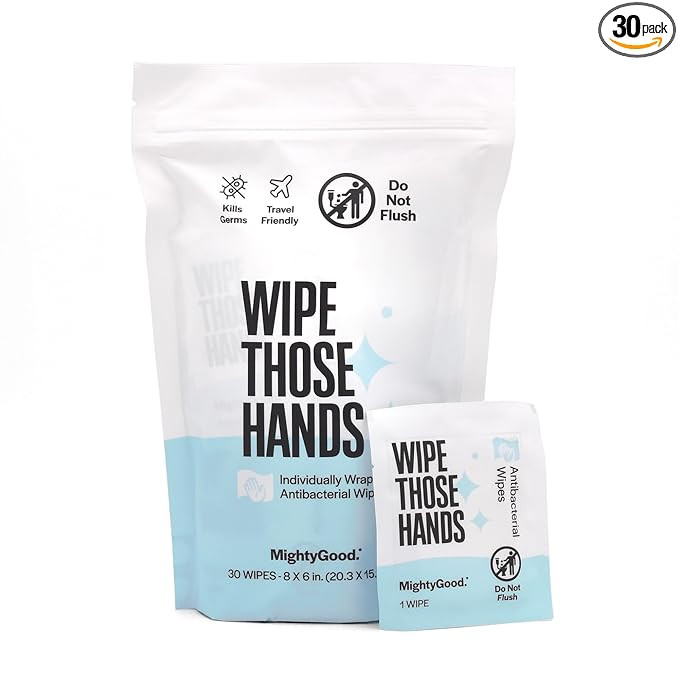 MightyGood Wipe Those Hands Individually Wrapped Antibacterial Wipes (30 count) Fragrance and alc... | Amazon (US)