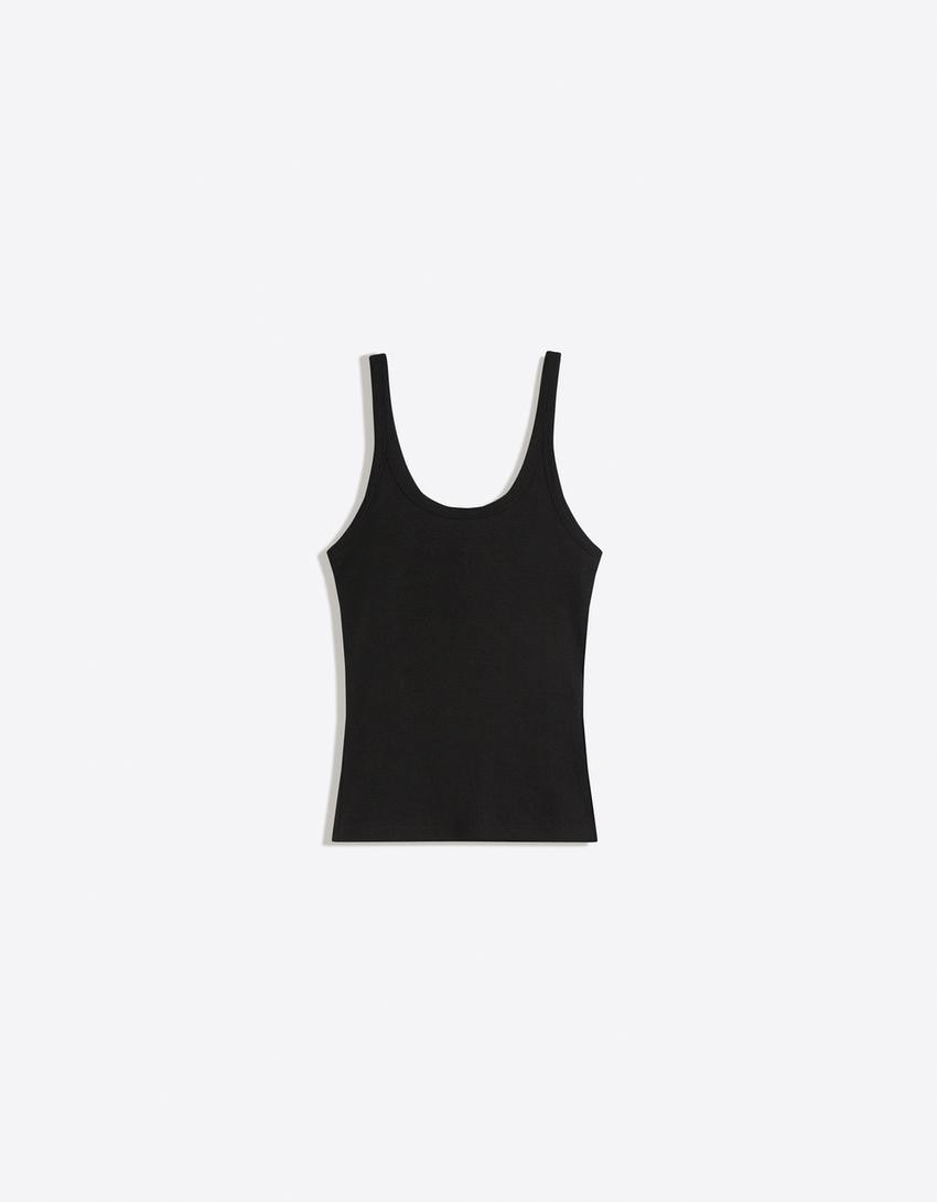 Rib vest top - T-shirts - Women | Bershka UK