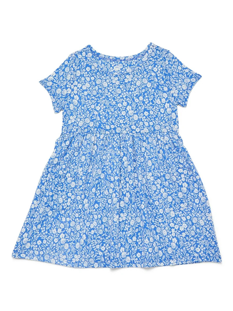 Wonder Nation Baby and Toddler Girls Play Dress with Short Sleeves, Sizes 0/3M-5T | Walmart (US)