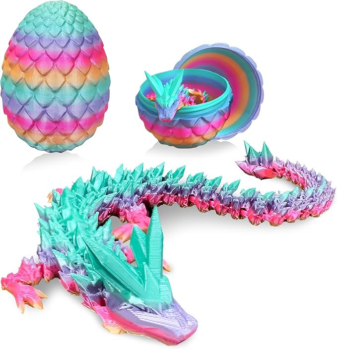 3D Printed Dragon Egg with Dragon Inside, Articulated Crystal Dragon Toy, Fidget Toy Adults, Home... | Amazon (US)